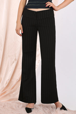 MISS PINKI Mila tailored stripe work Pants in black