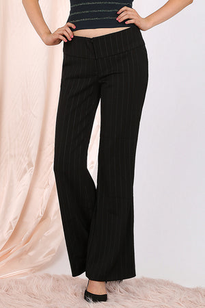 MISS PINKI Mila tailored stripe work Pants in black