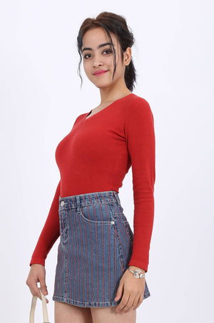 MISS PINKI Anna long sleeve V-neck Knitwear - red - Petite