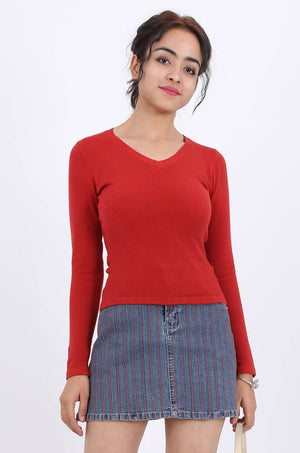 MISS PINKI Anna long sleeve V-neck Knitwear - red - Petite