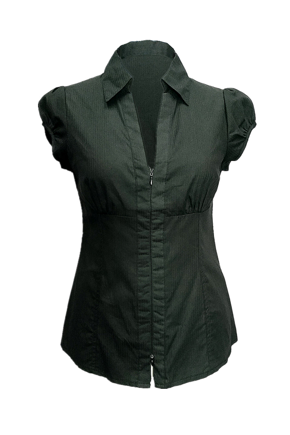 Ada short sleeves zip shirt in black