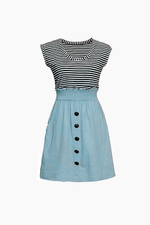 MISS PINKI Kali Knitted top denim dress