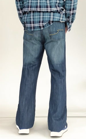 Men JEANIUS JEANS Joshua Relaxed Bootcut Jeans in blue - Mid rise