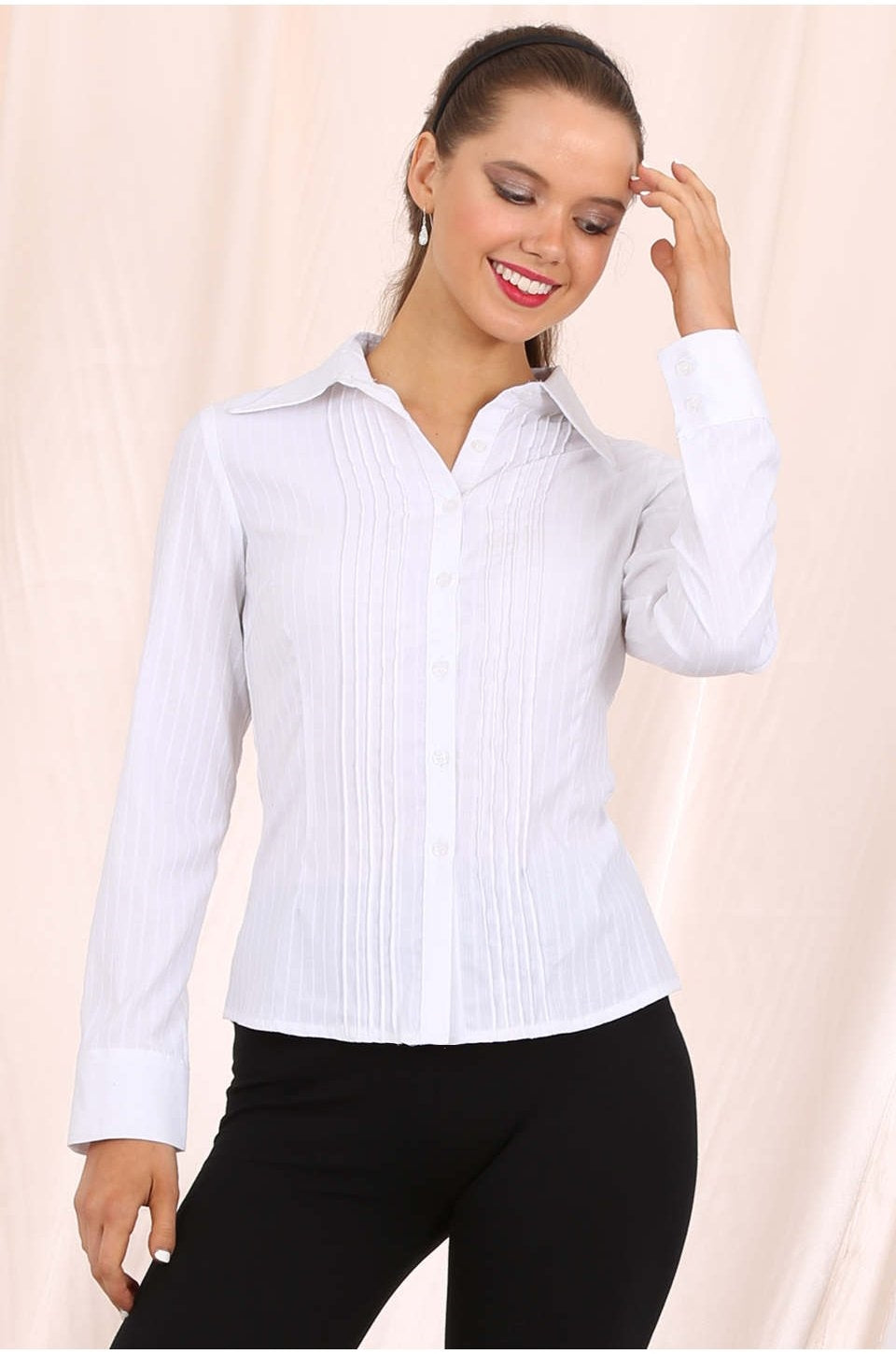 Hayden long sleeve button up shirt business shirt - white
